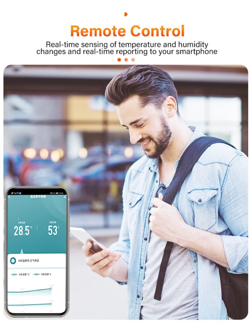 4-Pack Smart WiFi Thermometer Hygrometer with App Notification, Compatible with Alexa, White - Image 8