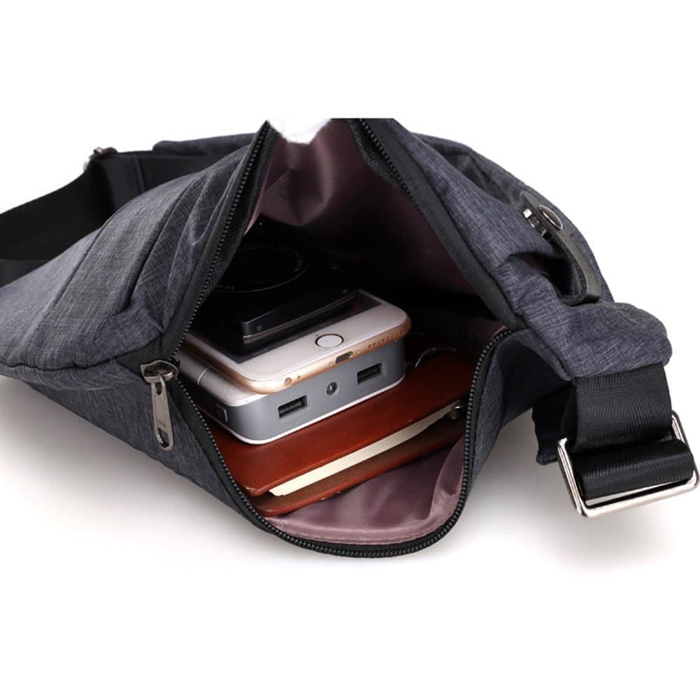 Anti-Theft Shoulder Bag Waterproof Unisex with Multiple Compartments for Sports Travel and Excursions, Black - Image 3