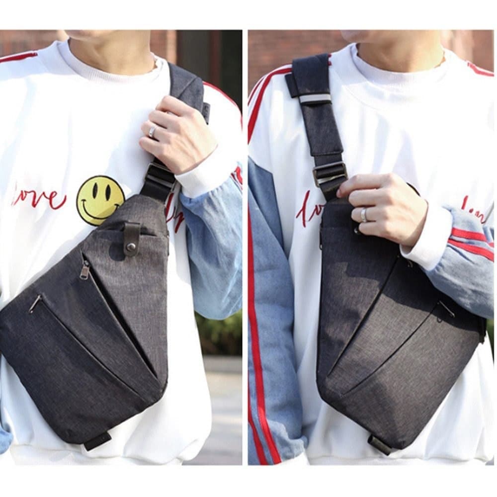 Anti-Theft Waterproof Shoulder Bag with Multiple Compartments, Unisex for Sports Travel, Gray, 1 Pack - Image 6