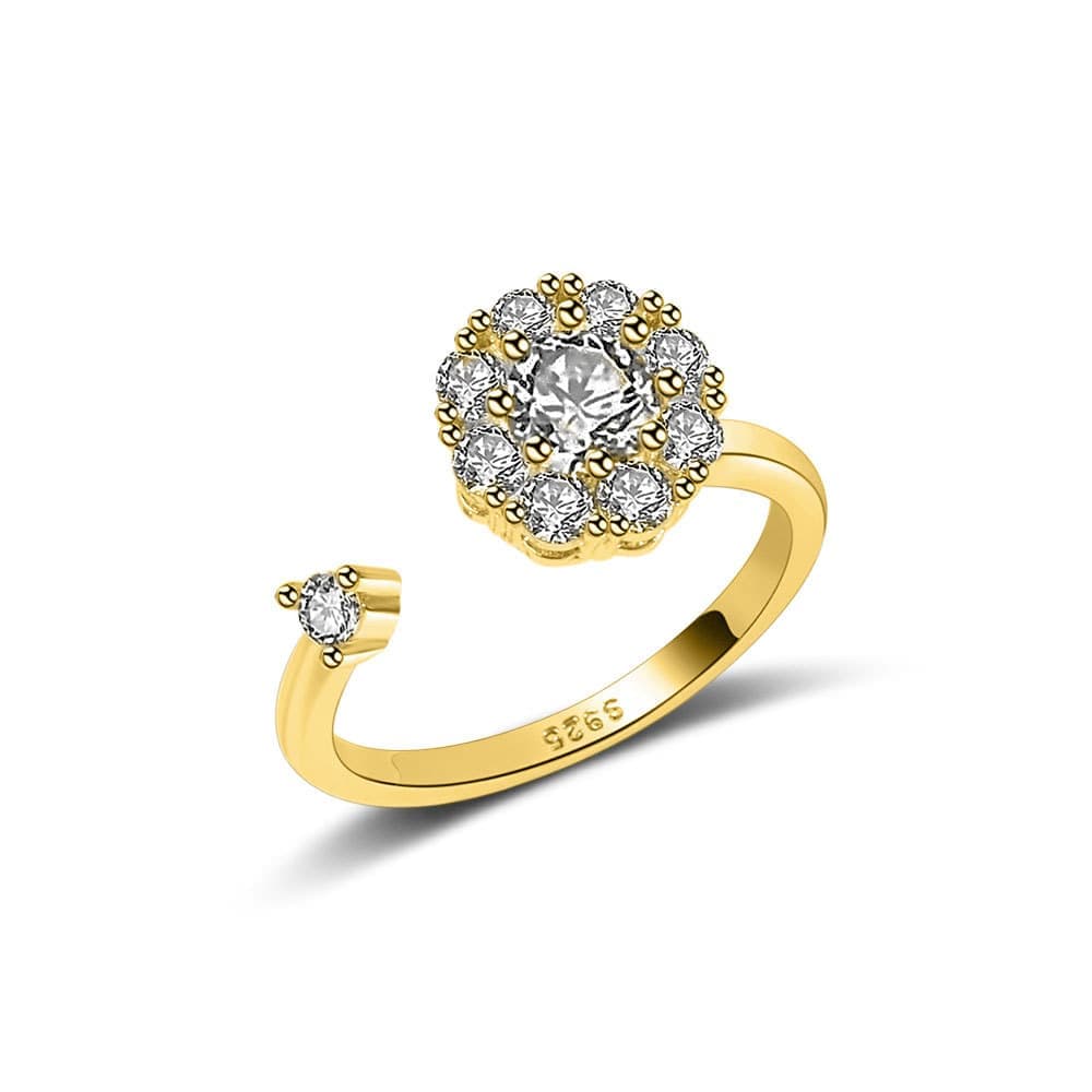 8 pcs Adjustable Antistress Ring with Rotating Beads, Gold, Compatible with Fidget Spinner Rings - Image 3