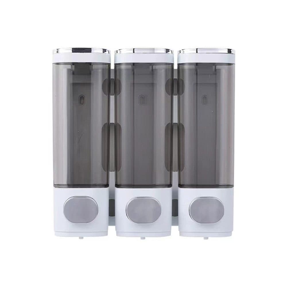 3-Pack Wooden Wall Mounted Soap Dispenser for Shampoo & Soap, 300ml x3, 3-Compartment Shower Dispenser - Image 1