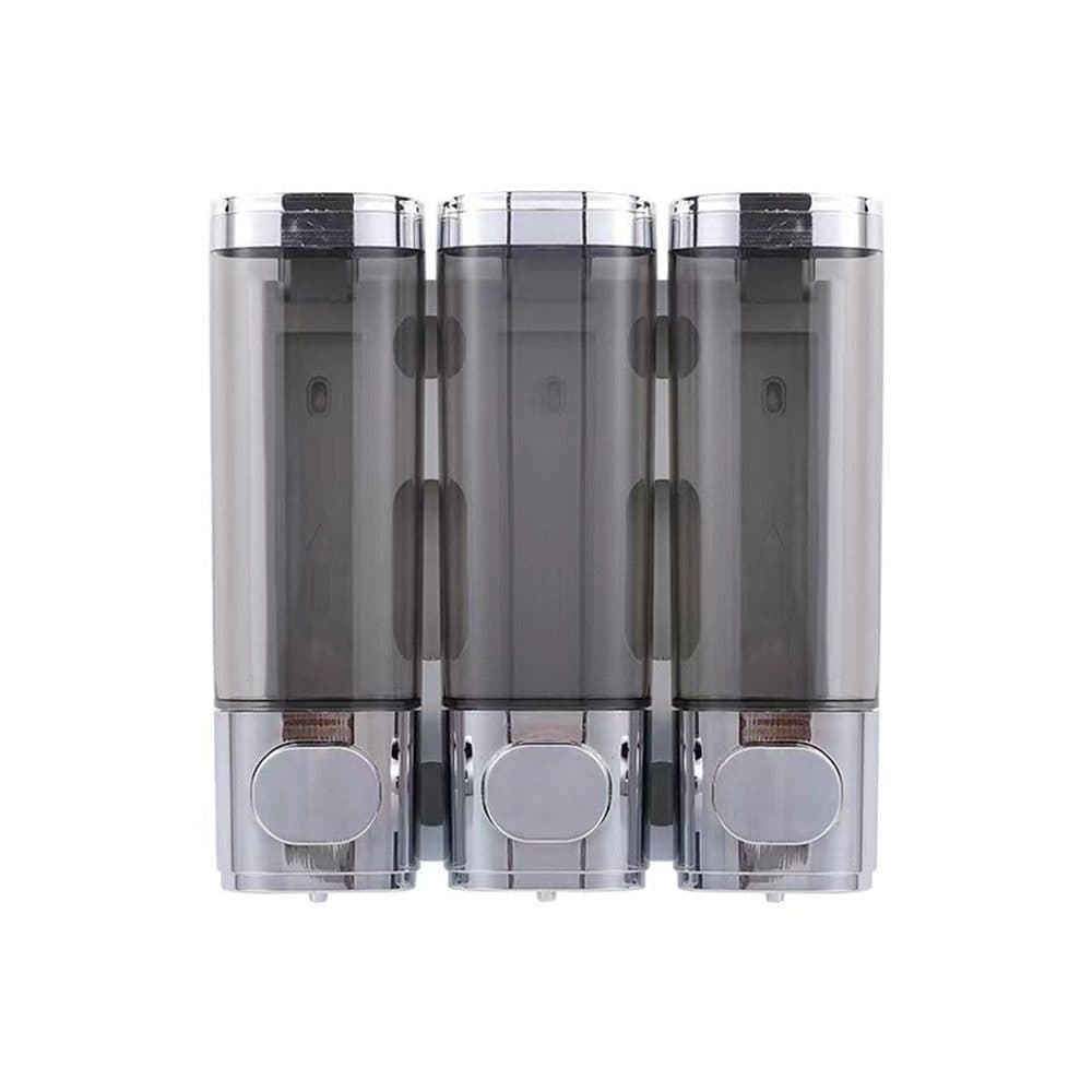 3-Pack Wall Mounted Soap Dispenser, 300ml x3, 3-Compartment Shower Dispenser for Shampoo & Soap, Metallic - Image 1
