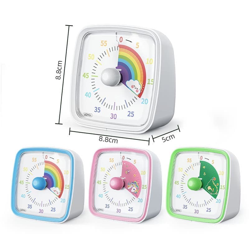 60 Minutes Visual Timer with Rainbow Pattern, Silent Flash Function, Adjustable Volume, White - Image 2