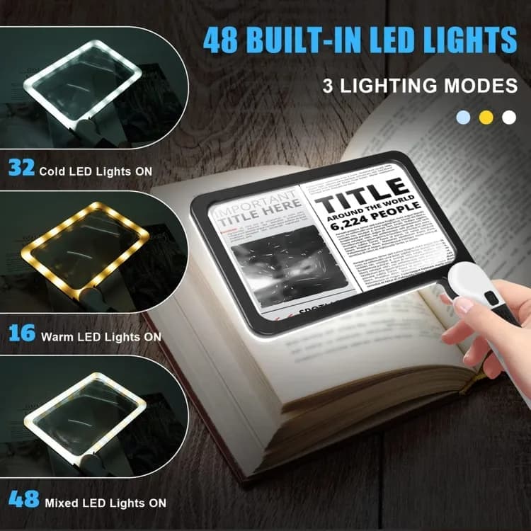 5X Magnifying Glass with 48 LED Lights, 3 Modes for Reading - Image 3
