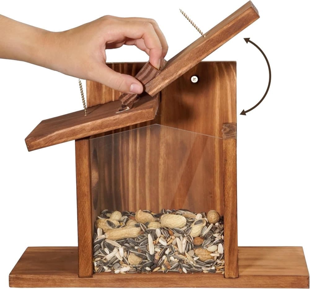 Wooden Squirrel Feeder with Removable Front Panel, Durable Outdoor Feeding Station, Easy to Fill - Image 7