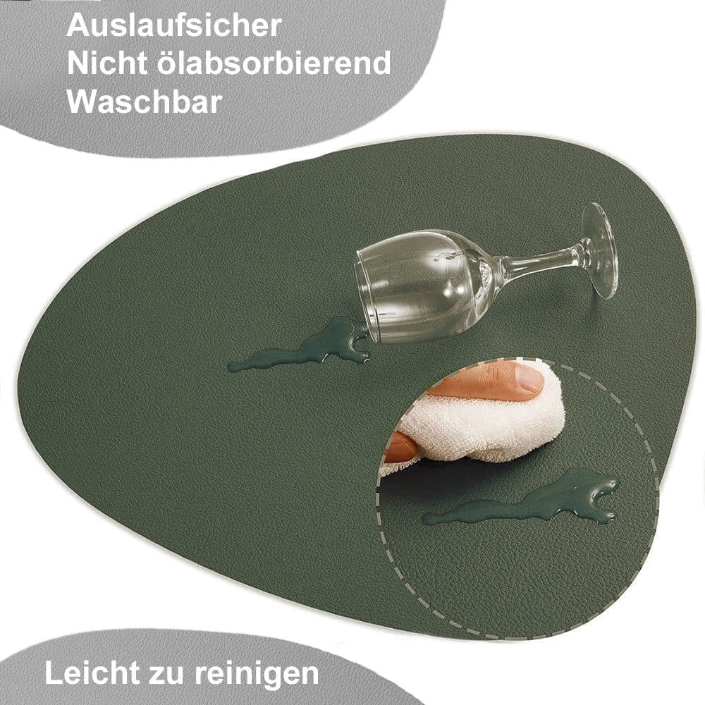 4-Pack Faux Leather Placemats Waterproof Non-Slip Easy-to-Dry Double-Sided, Green - Image 2