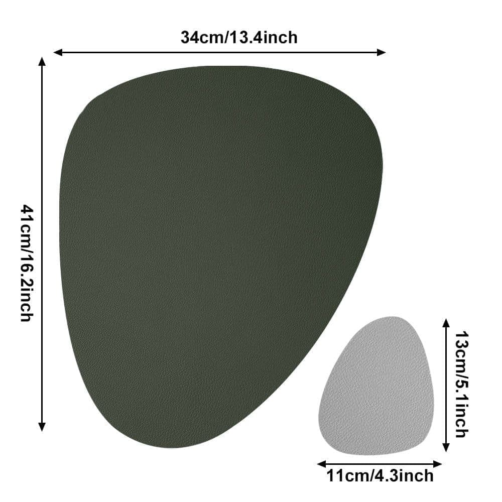 4-Pack Faux Leather Placemats Waterproof Non-Slip Easy-to-Dry Double-Sided, Green - Image 4