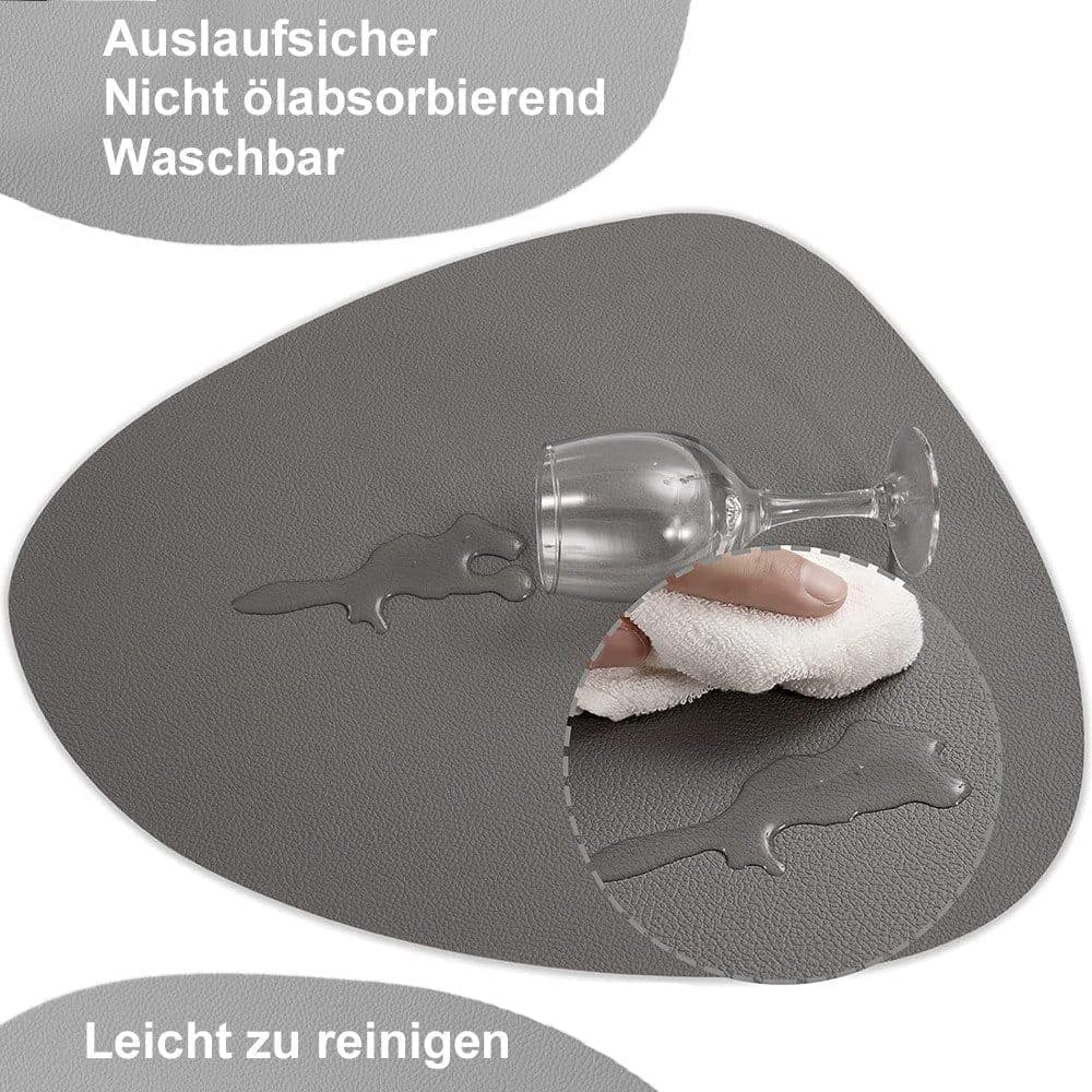 4-Pack Faux Leather Placemats Waterproof Non-Slip Easy-to-Dry Double-Sided, Gray, 12x18 Inches - Image 2