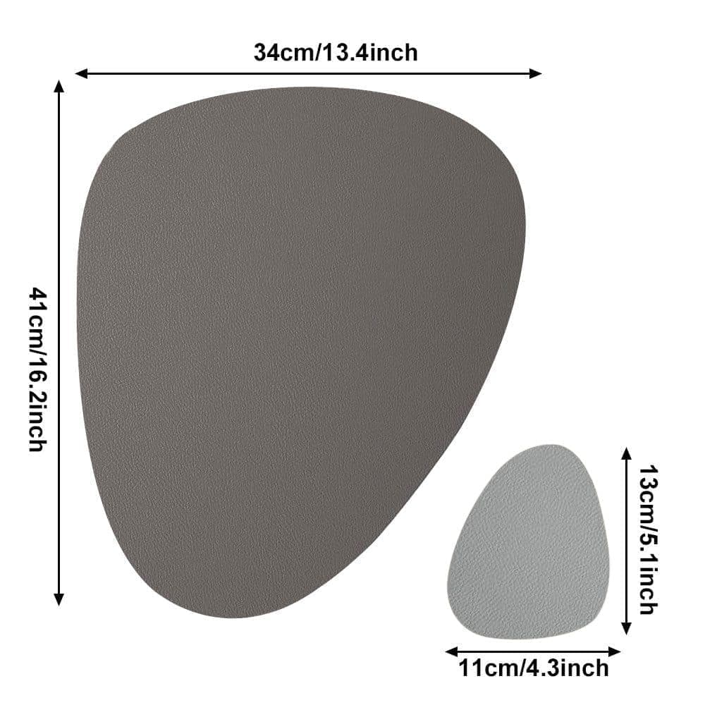 4-Pack Faux Leather Placemats Waterproof Non-Slip Easy-to-Dry Double-Sided, Gray, 12x18 Inches - Image 4
