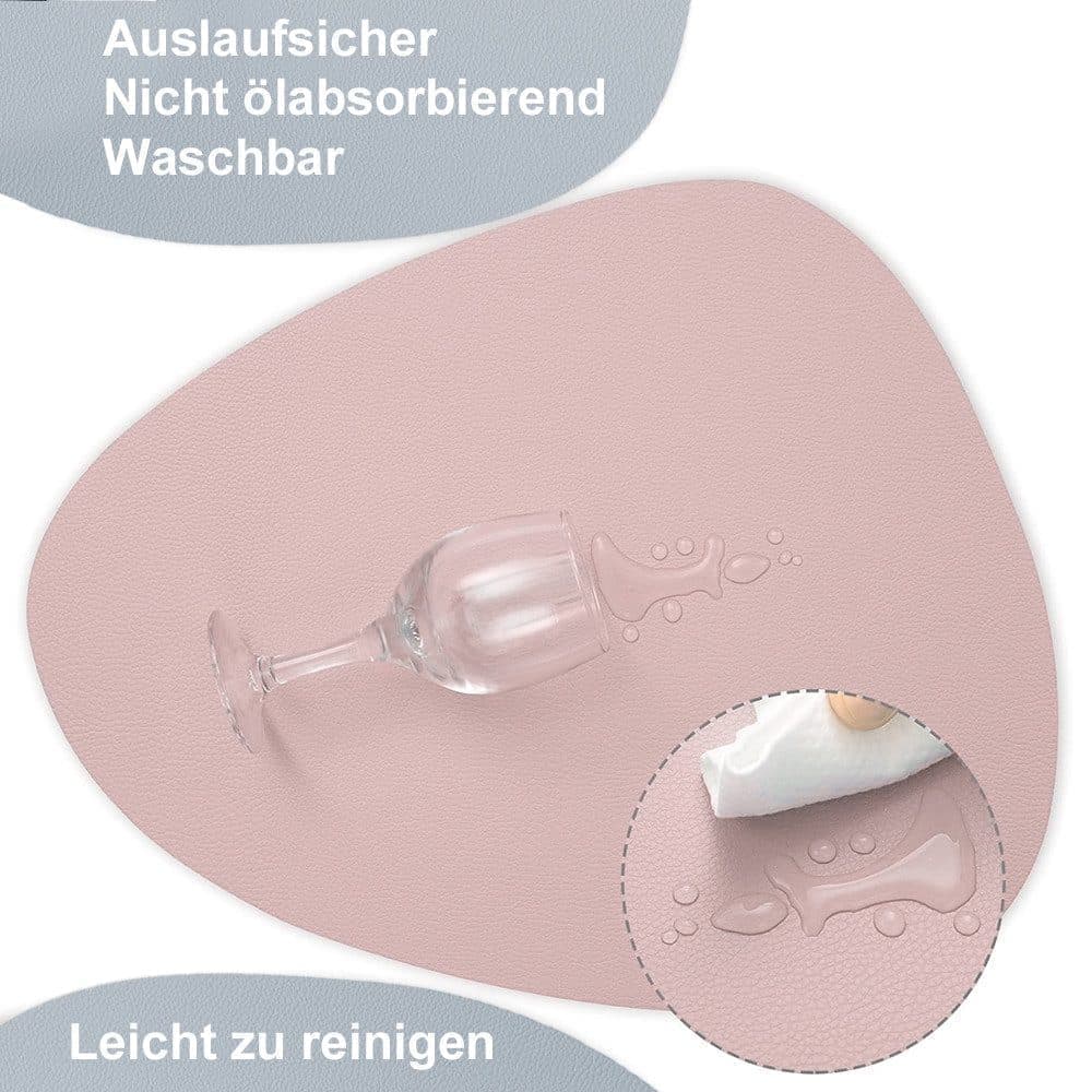 4-Pack Faux Leather Placemats Waterproof Non-Slip Easy-to-Dry Double-Sided, Pink, 12x18 Inches - Image 2