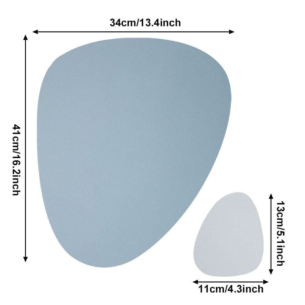 4-Pack Faux Leather Placemats Waterproof Non-Slip Easy-to-Dry Double-Sided, Blue - Image 4