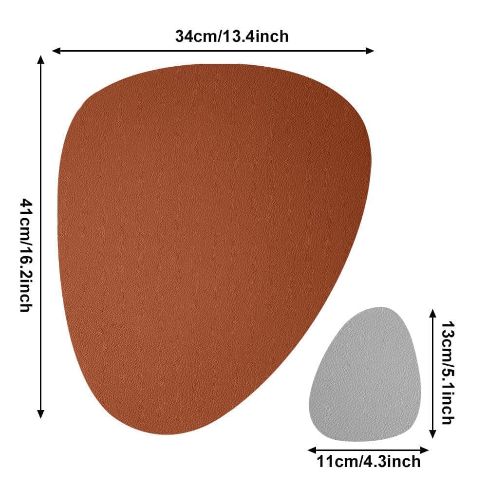 4-Pack Faux Leather Placemats Waterproof Non-Slip Easy-to-Dry Double-Sided, Brown - Image 4
