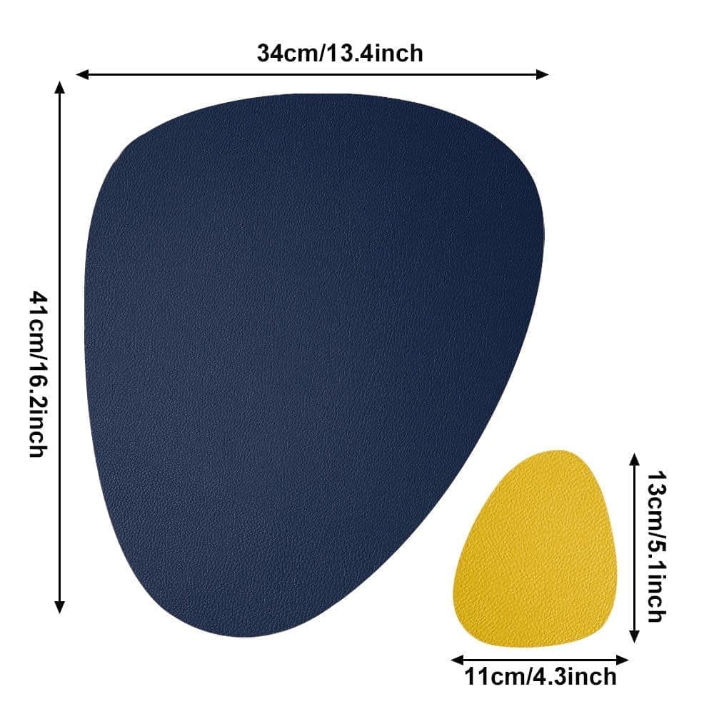 4-Pack Faux Leather Placemats Waterproof Non-Slip Easy-to-Dry Double-Sided, Dark Blue - Image 4