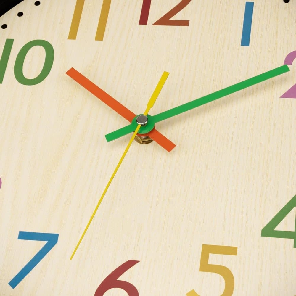 30 cm Silent Wall Clock for Kids Room Bedroom Kitchen, Colorful Learning Analog Clock, 30 cm - Image 6