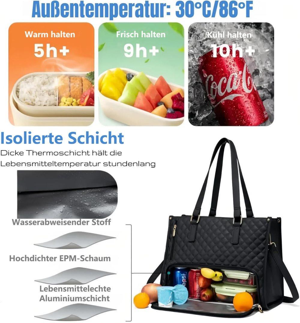 15.6 Inch 2-in-1 Insulated Leak-Proof Cooler Laptop Bag and Handbag, Black - Image 4