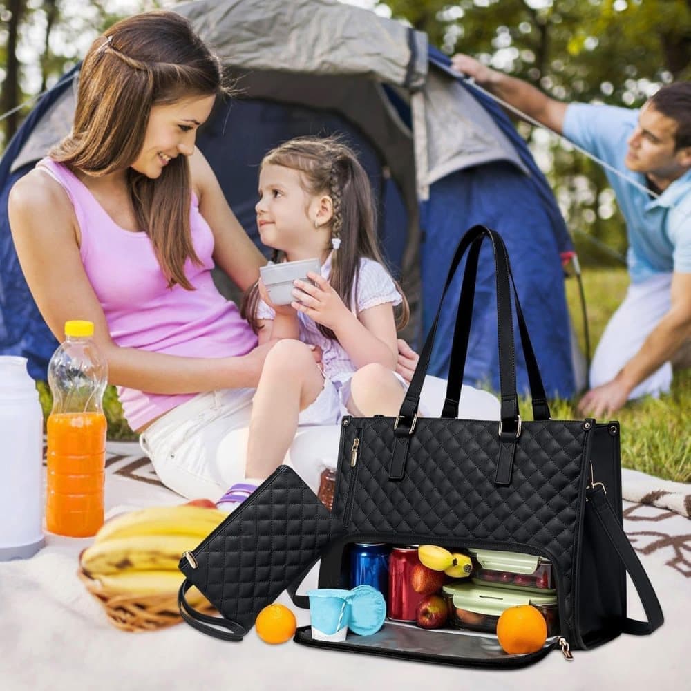 15.6 Inch 2-in-1 Insulated Leak-Proof Cooler Laptop Bag and Handbag, Black - Image 5