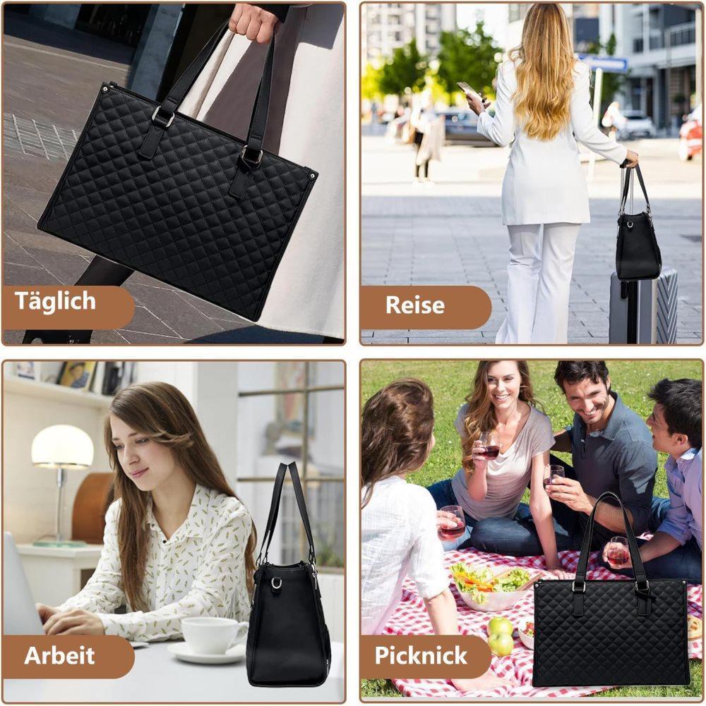 2-in-1 Insulated Leak-Proof Cooler Laptop Handbag and Lunch Bag, 15.6 inch, Green - Image 6