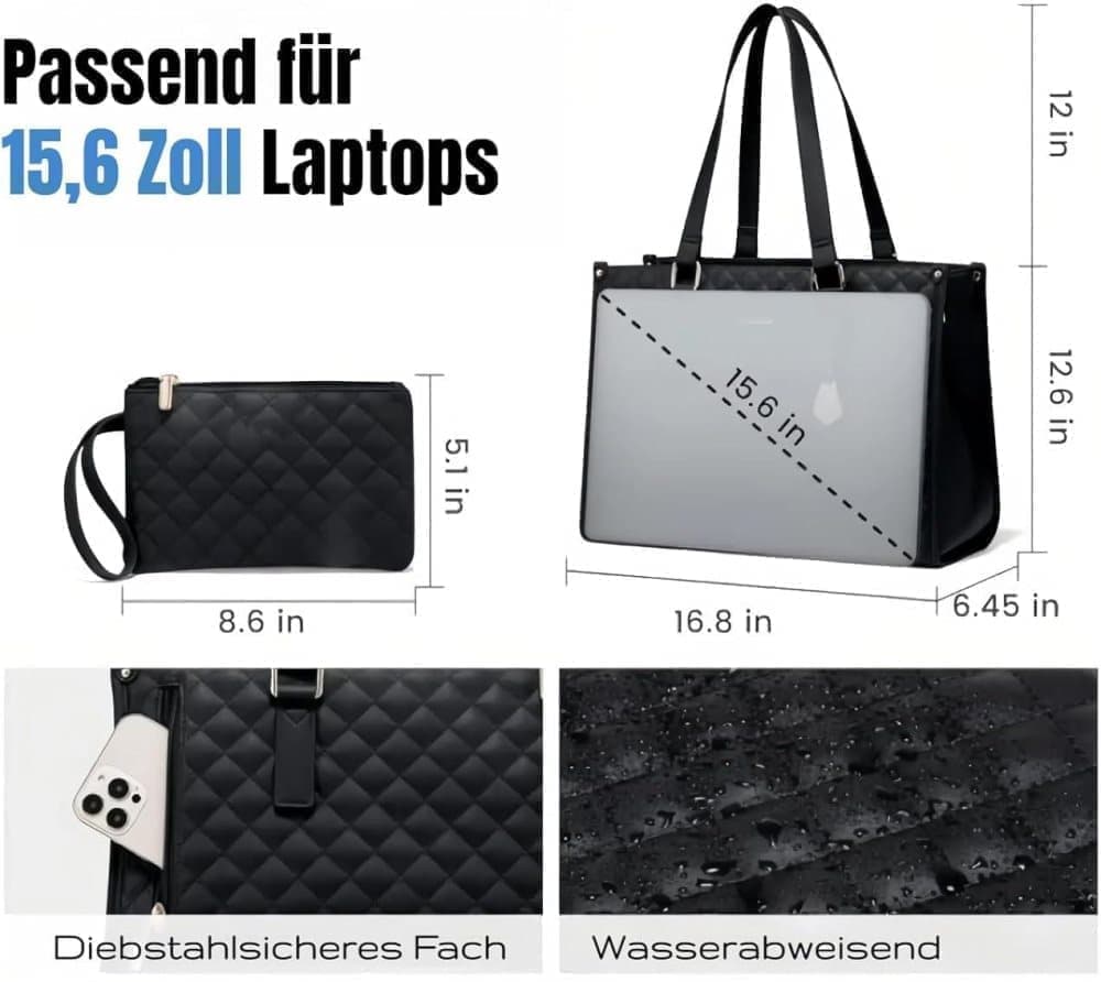 15.6 Inch 2-in-1 Insulated Leak-Proof Cooler Bag with Laptop Compartment, Beige - Image 2