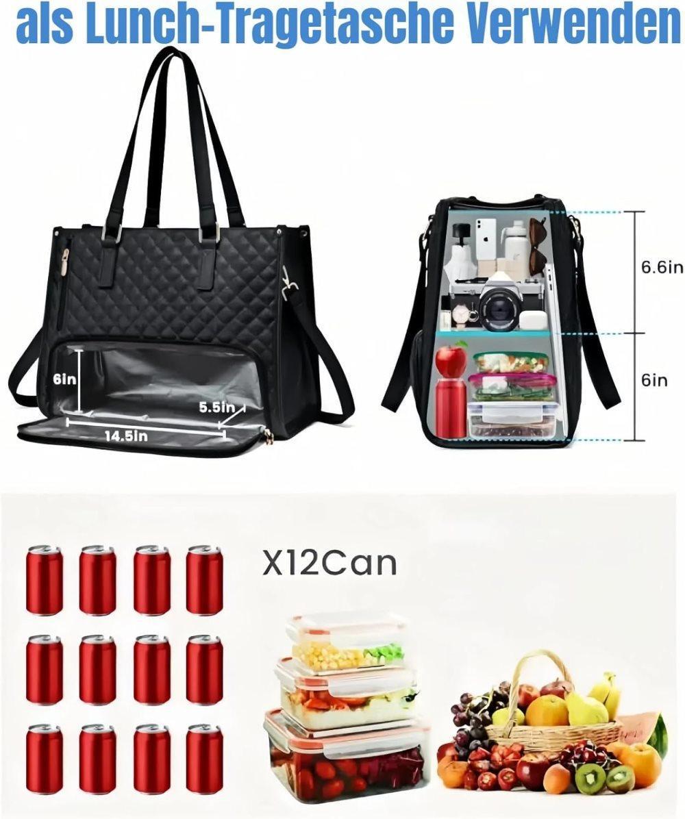 15.6 Inch 2-in-1 Insulated Leak-Proof Cooler Bag with Laptop Compartment, Beige - Image 3