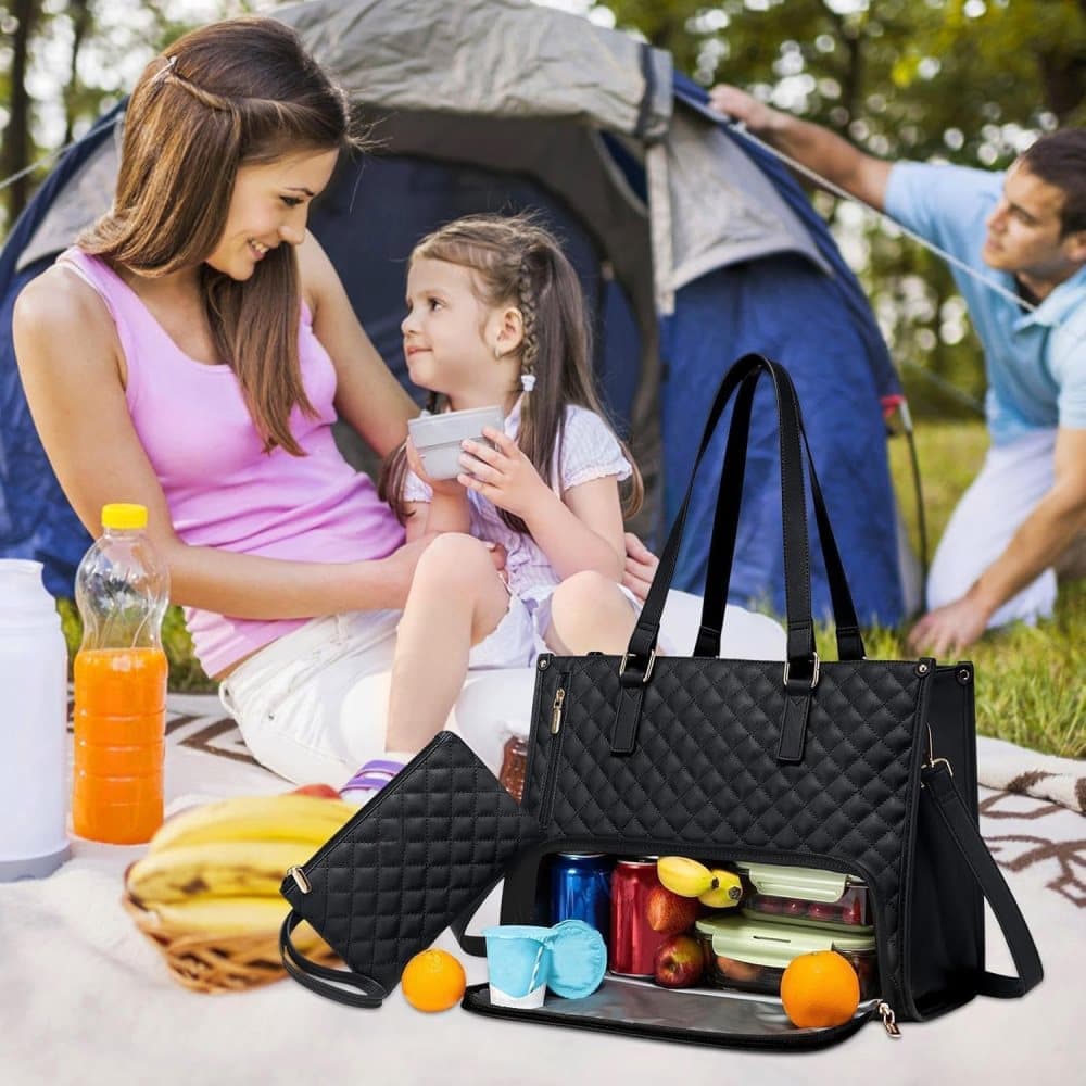 2-in-1 Insulated Leak-Proof Cooler Laptop Handbag and Lunch Bag, 15.6 inch, Light Brown - Image 5