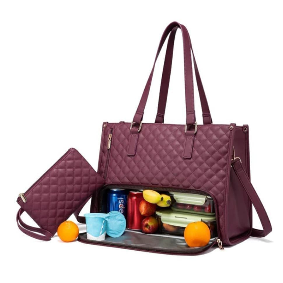 2-in-1 Insulated Leak-Proof Lunch Bag and Laptop Bag for Work, 15.6 inch, Red - Image 1