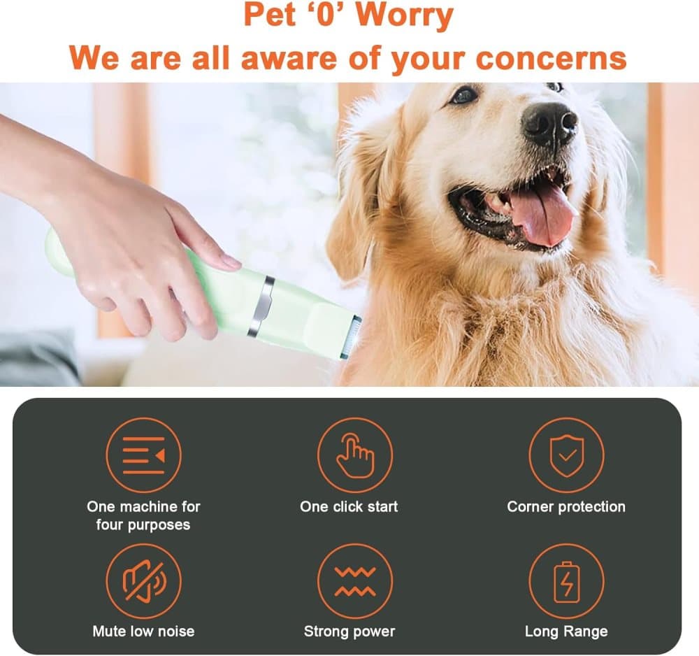 4-in-1 Dog Trimmer Cordless with Nail Drill and 7 Accessories for Thick Fur, Quiet Silent, Compatible with All Breeds, Blue - Image 7