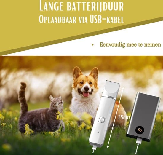 4-in-1 Cordless Dog Trimmer for Thick Fur with Nail Drill, 7 Accessories, Quiet and Silent, White, Compatible with All Dog Breeds - Image 3