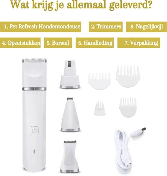 4-in-1 Cordless Dog Trimmer for Thick Fur with Nail Drill, 7 Accessories, Quiet and Silent, White, Compatible with All Dog Breeds - Image 7