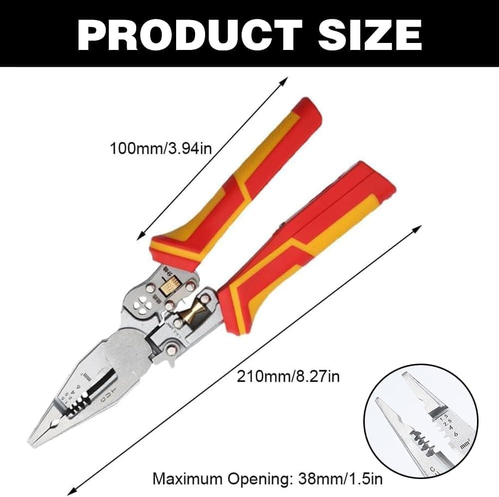 8-in-1 Multifunctional Cable Stripper with Current Measurement Crimping Plier Cutter and Ferrule Tool - Image 2