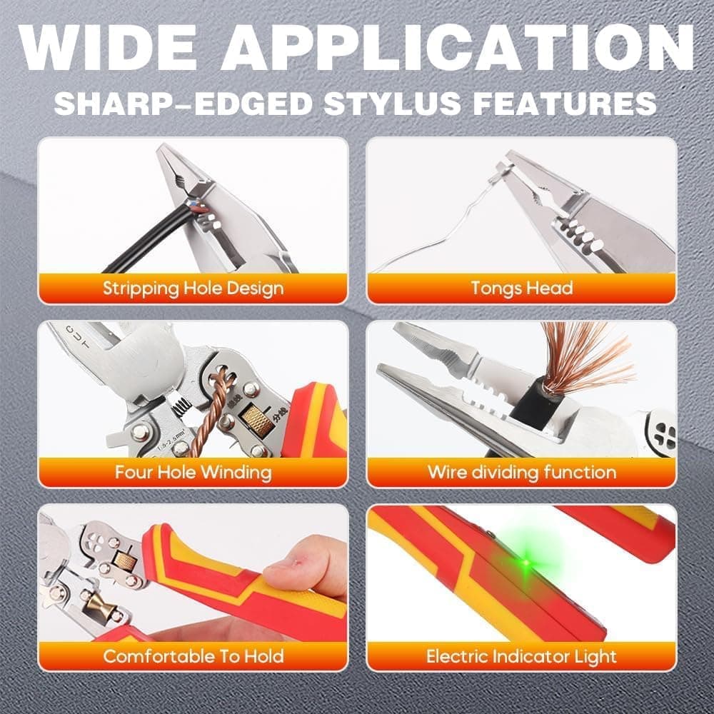 8-in-1 Multifunctional Cable Stripper with Current Measurement Crimping Plier Cutter and Ferrule Tool - Image 6