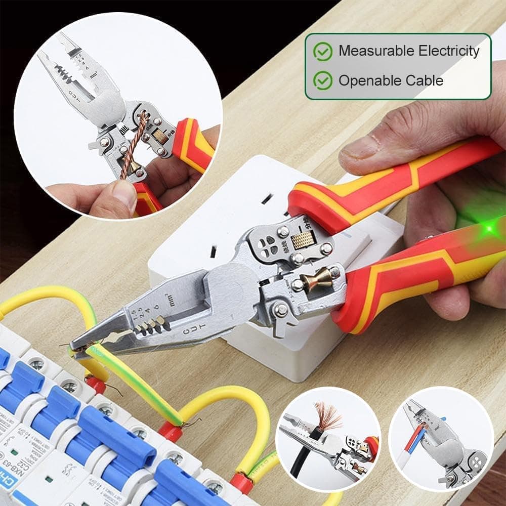 8-in-1 Multifunctional Cable Stripper with Current Measurement Crimping Plier Cutter and Ferrule Tool - Image 7