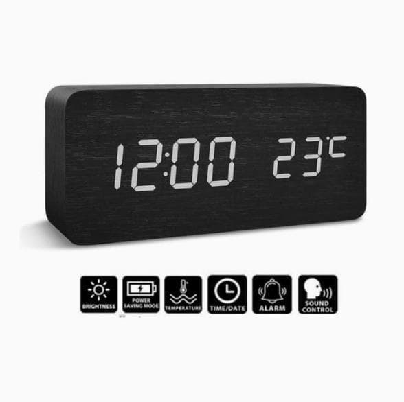 Digital LED Alarm Clock with USB Charger, Silent Wooden Design for Bedrooms and Travel, 12/24h LCD Display, Wood - Image 4