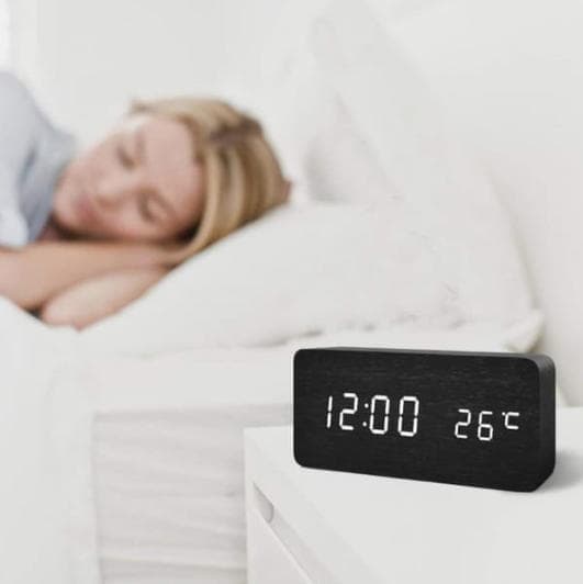 Digital LED Alarm Clock with USB Charger, Silent Wooden Design for Bedrooms and Travel, 12/24h LCD Display, Wood - Image 7