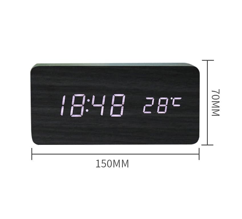 Digital LED Alarm Clock with USB Charger, Silent Wooden Clock for Bedrooms and Travel, 12/24h LCD Display, White - Image 8