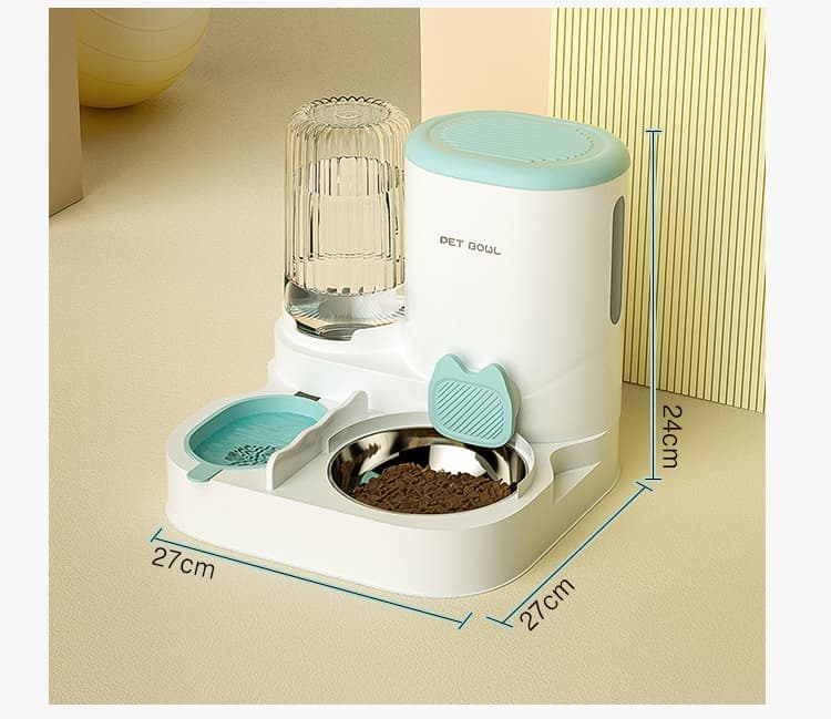2-in-1 Automatic Cat Feeder and Water Dispenser for Pets, Compatible with Cats and Dogs, Gray - Image 8