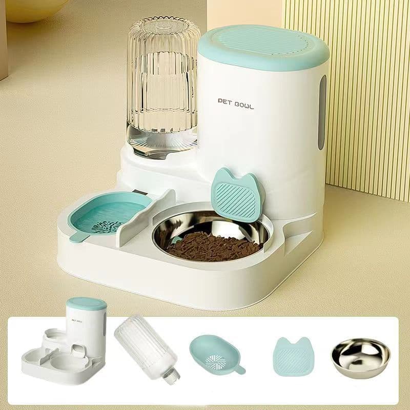 2-in-1 Automatic Cat Feeder and Water Dispenser for Pets, Compatible with Cats and Dogs, Blue - Image 2