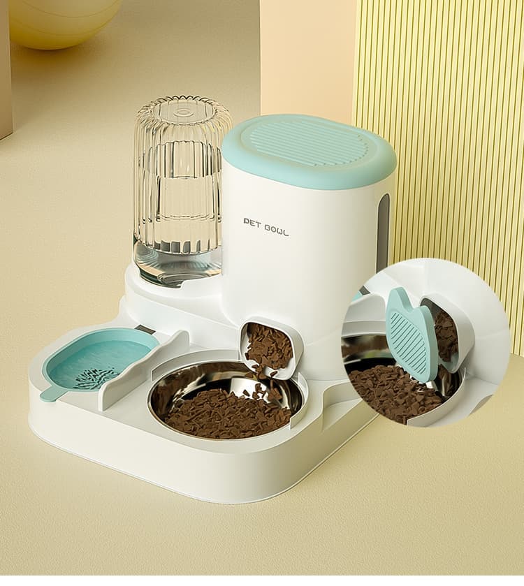 2-in-1 Automatic Cat Feeder and Water Dispenser for Pets, Compatible with Cats and Dogs, Blue - Image 3