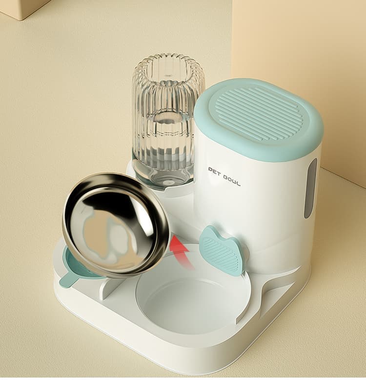 2-in-1 Automatic Cat Feeder and Water Dispenser for Pets, Compatible with Cats and Dogs, Green - Image 6