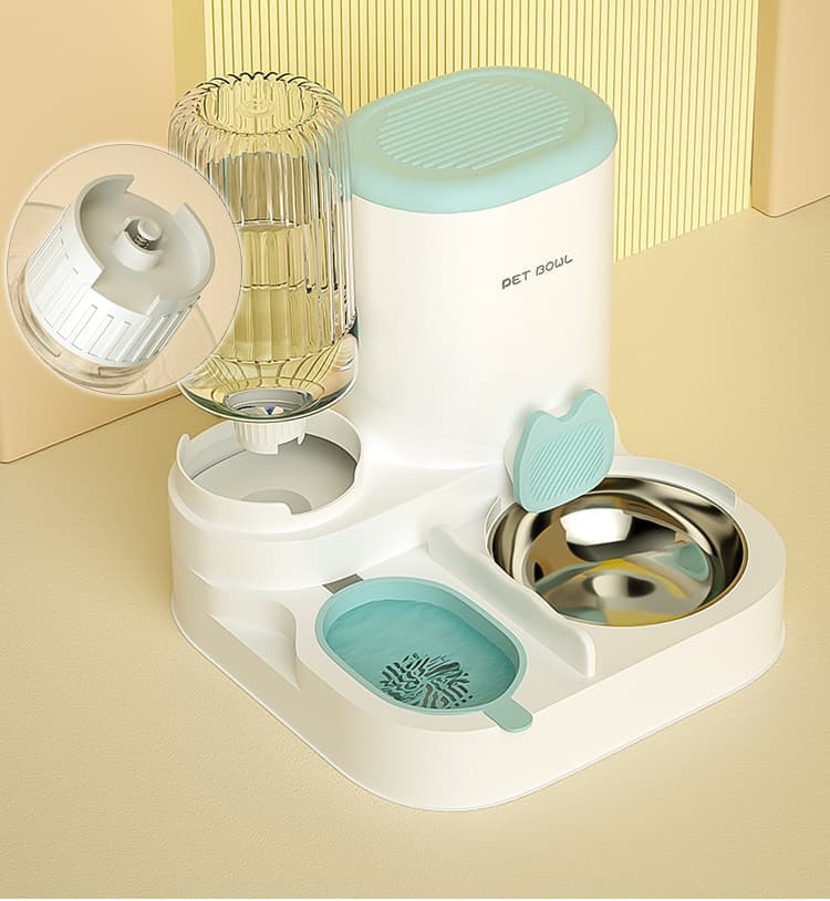 2-in-1 Automatic Cat Feeder and Water Dispenser for Pets, Compatible with Cats and Dogs, Green - Image 7