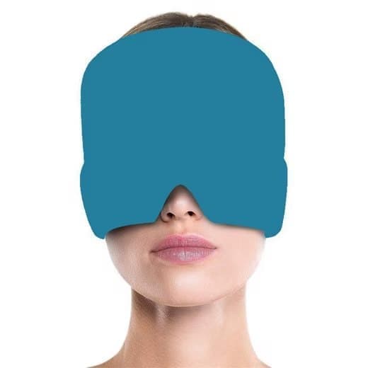Cooling Migraine Cap with Gel Eye Mask for Headache Relief and Sleep Aid, Blue - Image 1