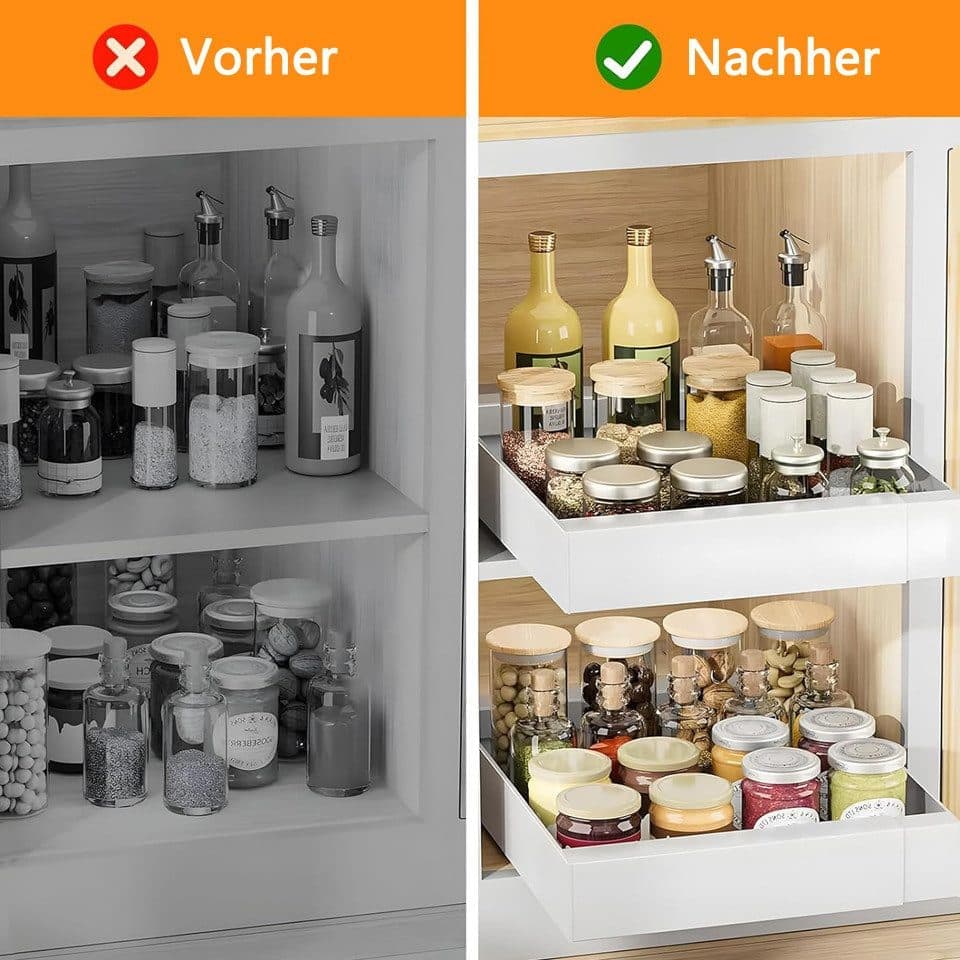 1 Layer Adjustable Metal Storage Shelf for Cabinets, Telescopic Drawer Pull-Out, Compatible with Kitchen Cabinet, 32–52 x 42 x 7.5 cm - Image 6