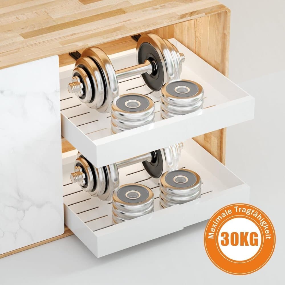 1 Layer Adjustable Metal Storage Shelf for Cabinets, Telescopic Drawer Pull-Out, Compatible with Kitchen Cabinet, 32–52 x 42 x 7.5 cm - Image 7