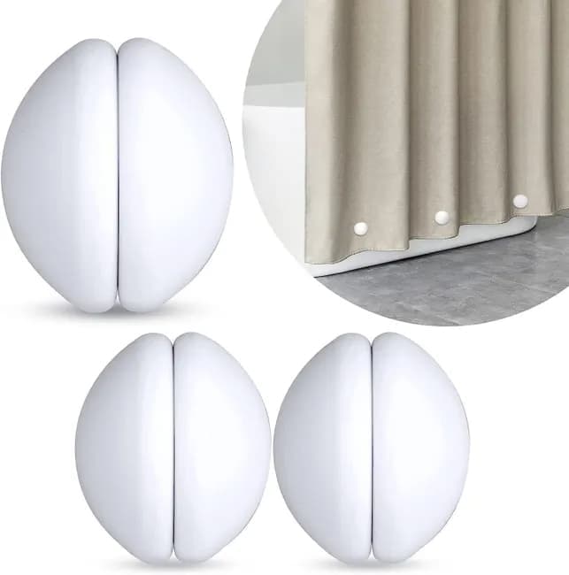 3-pack shower curtain magnets with silicone cover, rustproof and silent, prevents curtain from blowing up, 1.5 inches - Image 1