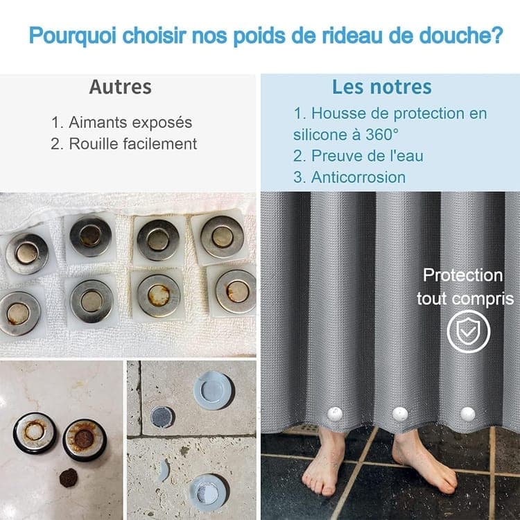 3-pack shower curtain magnets with silicone cover, rustproof and silent, prevents curtain from blowing up, 1.5 inches - Image 6