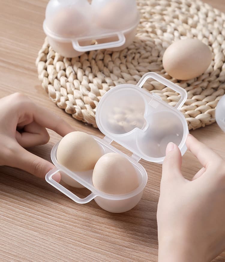 2-Pack Egg Storage Container with 2 Compartments, Portable PP Material for Picnics and Hiking - Image 2