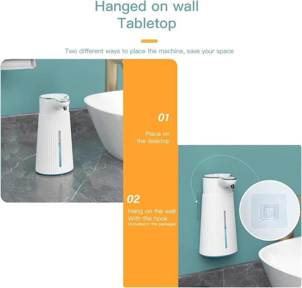 Automatic Soap Dispenser 400ml Touchless USB-C Rechargeable Soap Pump - Image 4