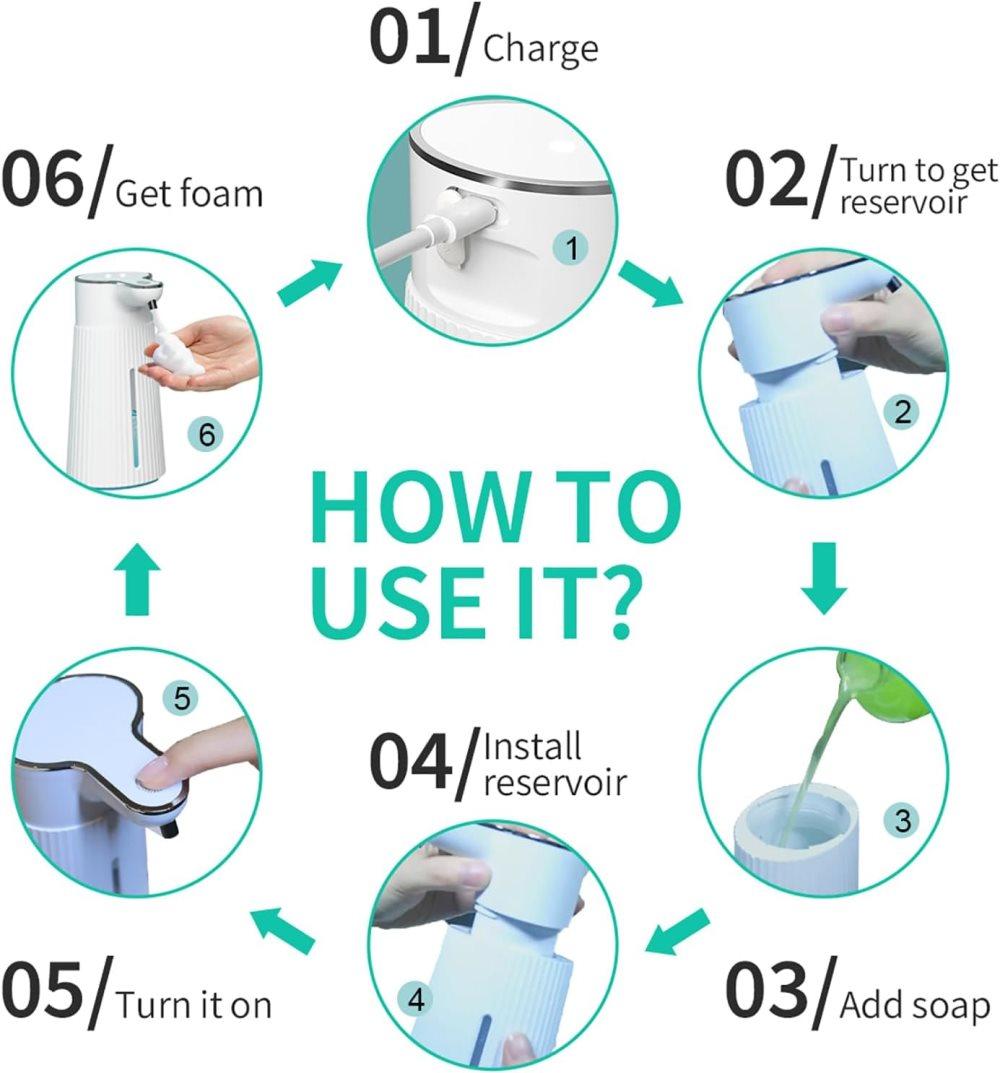 Automatic Soap Dispenser 400ml Touchless USB-C Rechargeable Soap Pump - Image 5