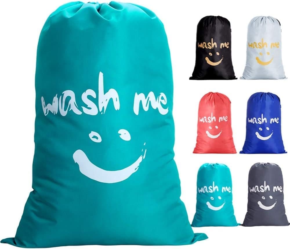 Foldable Laundry Bag for Travel, Large, Blue, Compatible with Dirty Clothes Storage - Image 1
