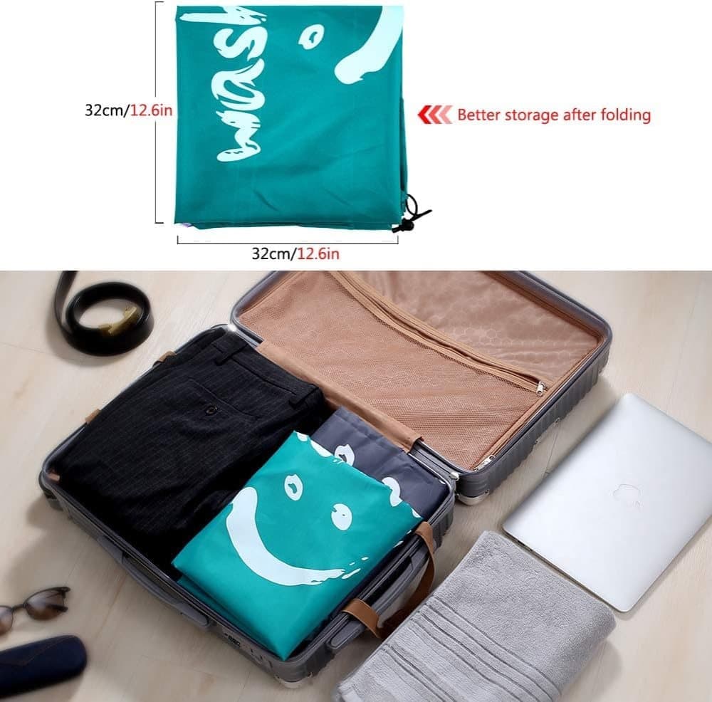 Foldable Laundry Bag for Travel, Large, Blue, Compatible with Dirty Clothes Storage - Image 3