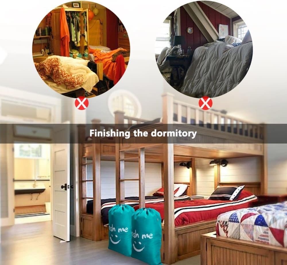 Foldable Laundry Bag for Travel, Large, Blue, Compatible with Dirty Clothes Storage - Image 4